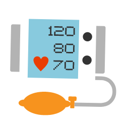 'Bluthochdruck Werte auf einem Blutdruckmessgerät