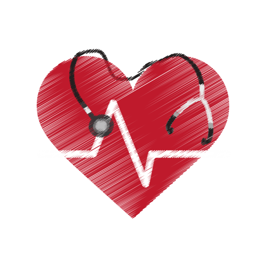 Herz mit EKG Zeichen und Stethoskop