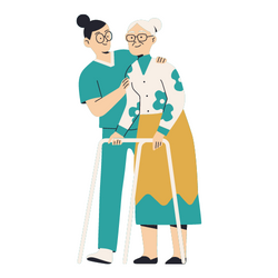 Pflegesachleistungen bei Pflegegrad 3: Pfleger hilft älterer Dame